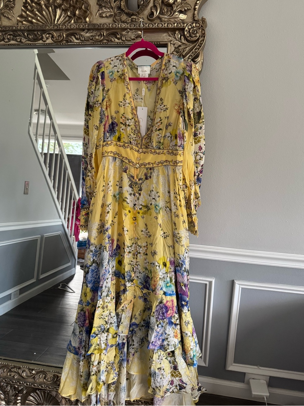 Camilla yellow Floral Midi Dress medium - Picture 3 of 3